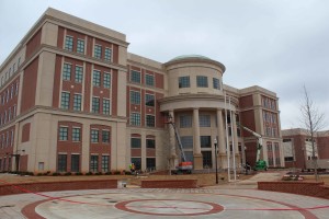 Applying finishing touches to the new courthouse